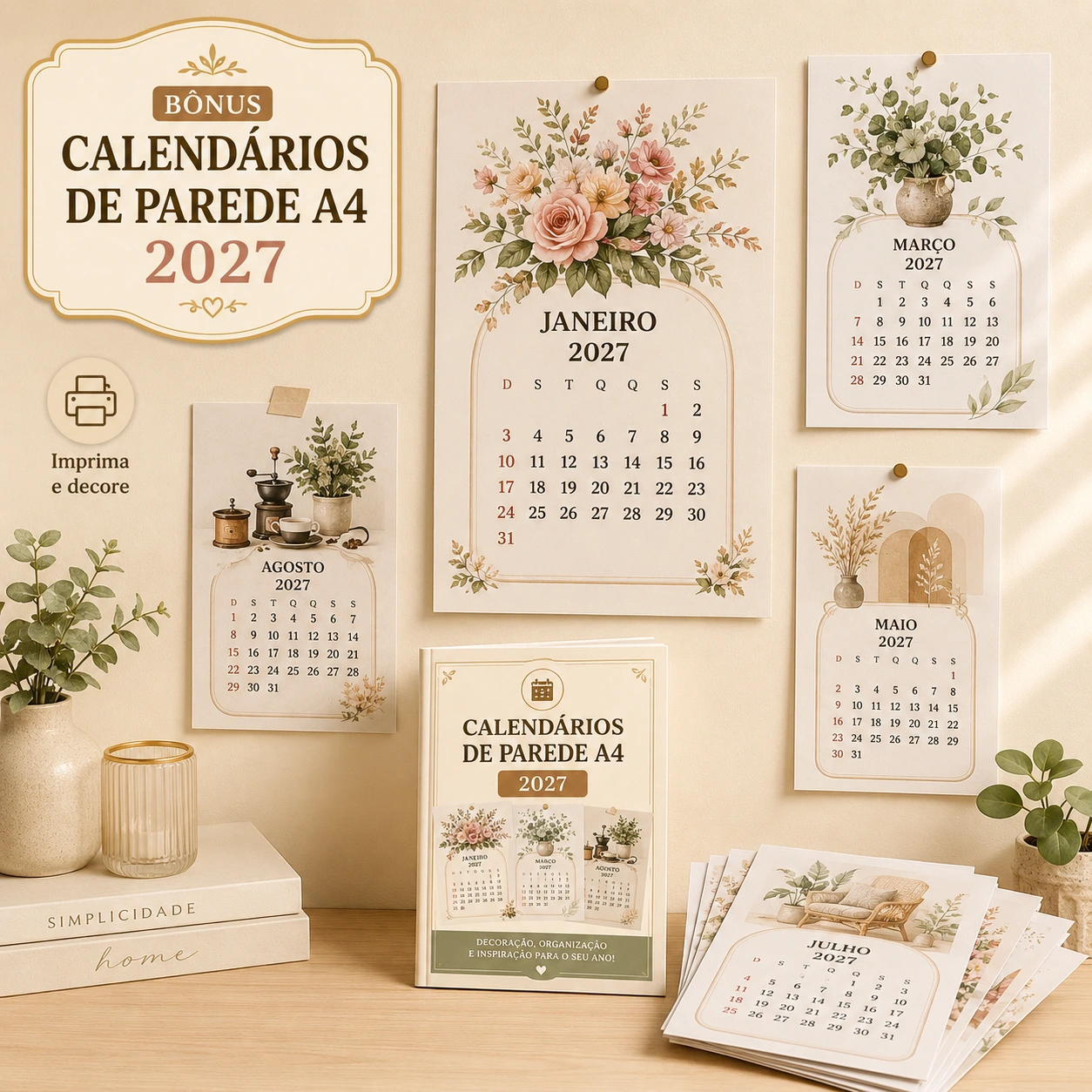 Bónus: Calendários de parede A4