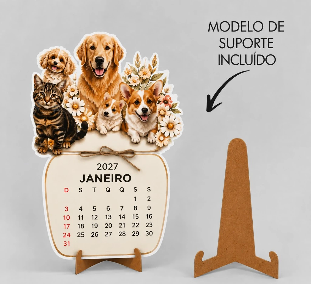 Como fica o calendário impresso — modelo 1